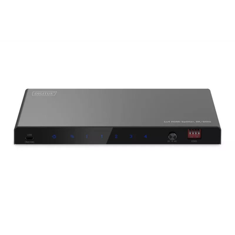 DIGITUS 1x4 HDMI Splitter 8K/60Hz (4:4:4) Toslink Stereo EDID juhtimine