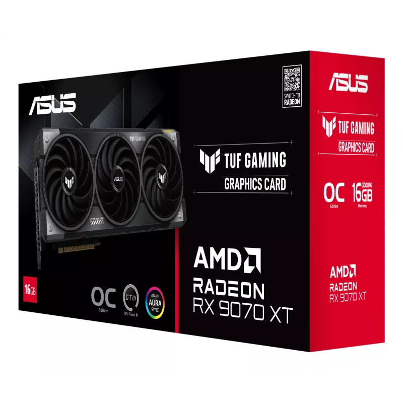 Graafikakaart ASUS Radeon RX 9070 XT, 16 GB GDDR6, PCIe 5.0, 256-bit, 3060 MHz boost