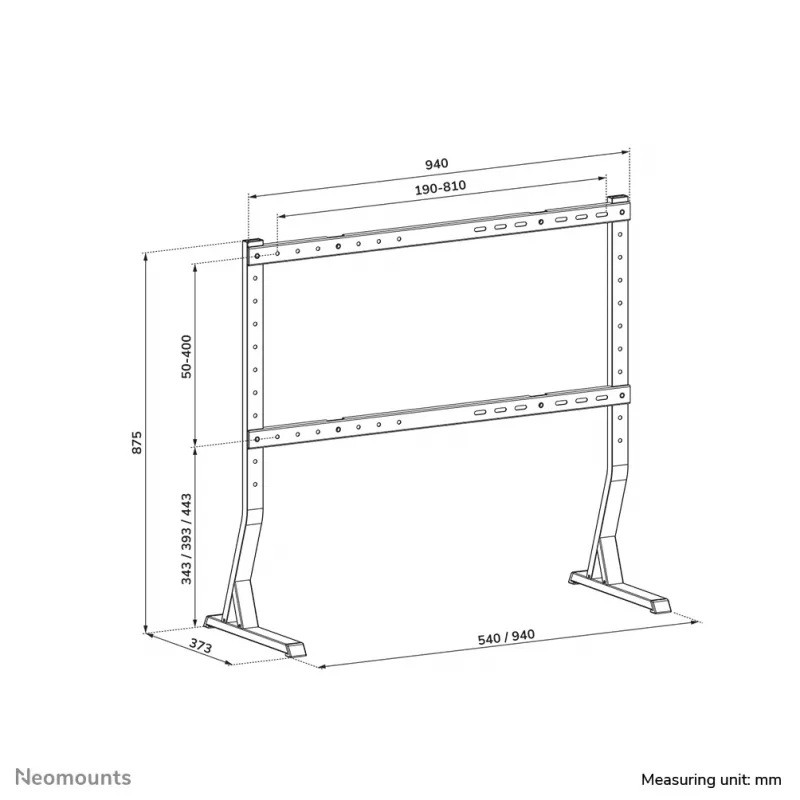 Neomounts TV lauaalus DS45-430BL18 Max kaal 60 kg Min ekraan 45 tolli Max ekraan 90 tolli