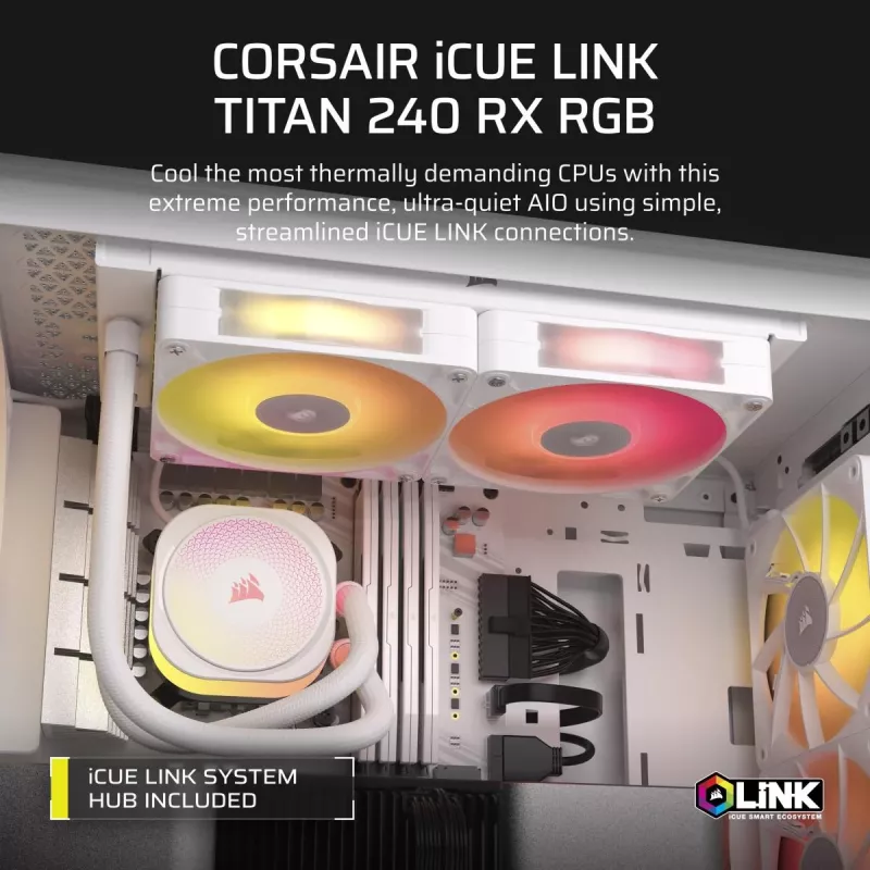 CORSAIR protsessori jahuti - Icue Link Titan 240 Rx RGB Aio vedelikjahuti - valge