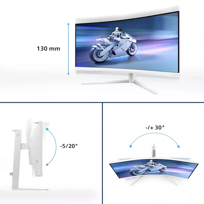 Philips Evnia 5000 34M2C5501A/00 arvutimonitor 86,4 cm (34 tolli) 3440 x 1440 pikslit Wide Quad HD LCD Valge