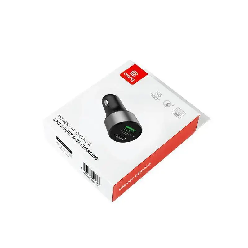 Auto laadija Crong CRG-PWRC-USBC63-BLK Kiirlaadimine Nutitelefon Nutikell