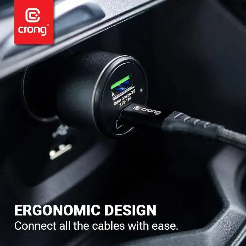Auto laadija Crong CRG-PWRC-USBC63-BLK Kiirlaadimine Nutitelefon Nutikell