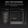 PC case CORSAIR FRAME 4000D RS ARGB Midi Tower Must — ATX/Micro-ATX/Mini-ITX, karastatud klaas, ARGB ventilaatorid, kuni 370 mm GPU