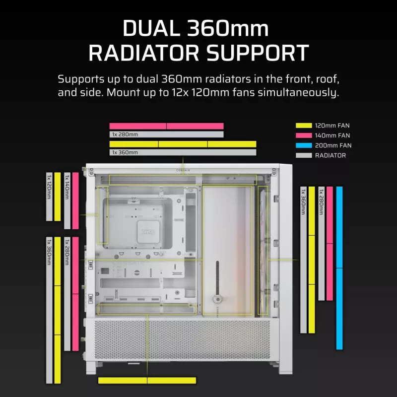 CORSAIR Mid-tower - Geh Midi Frame 4000d Rs ArGB Valge