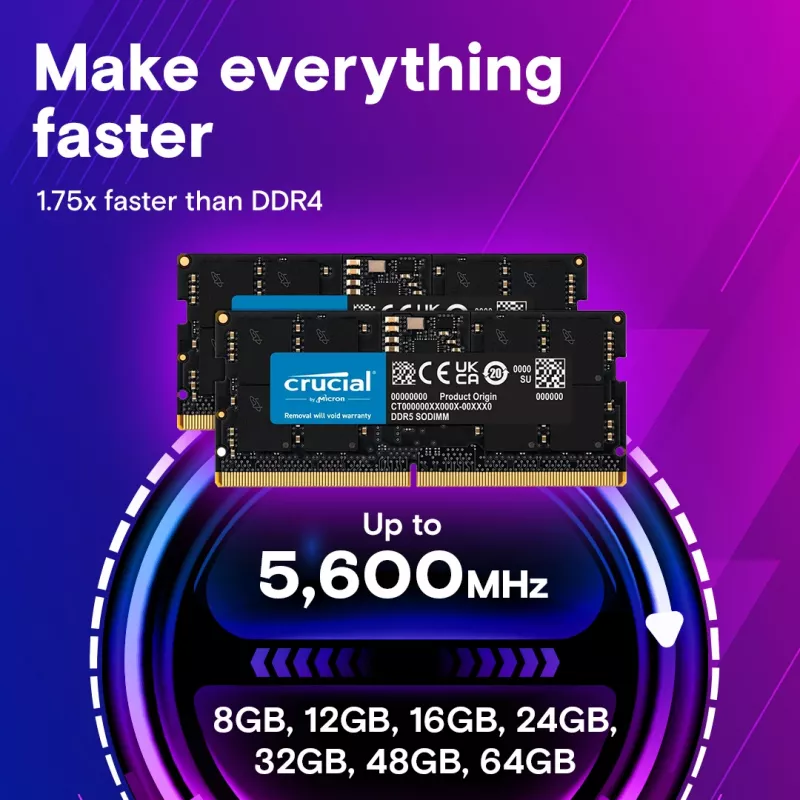 MICRON / CRUCIAL sülearvuti mälu - Crucial DDR5-5600 SODIMM - 128 GB komplekt (64 GB x 2)