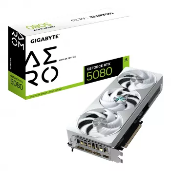 GIGABYTE GeForce RTX 5080 AERO OC SFF 16G graafikakaart - 16GB GDDR7, 256bit, PCI-E 5.0, 2730MHz tuumsagedus, 3 x DisplayPort, 1 x HDMI, GV-N5080AERO OC-16GD