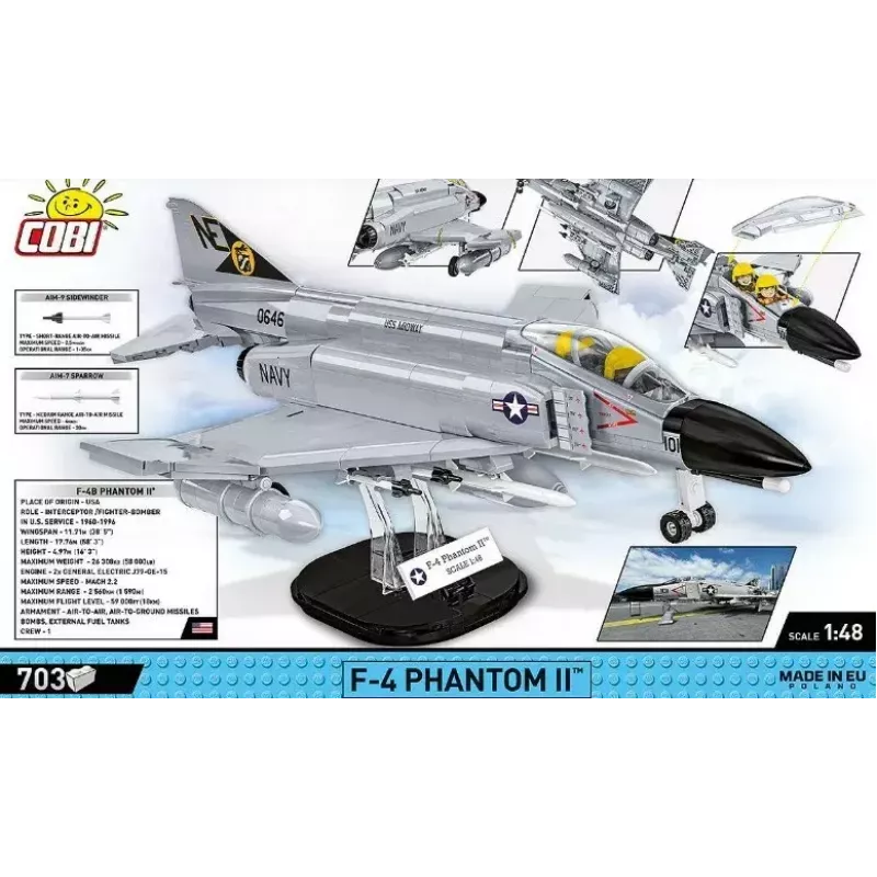 Cobi Blocks Armed Force F-4 Phantom II mudel 703 osast koosnev ehituskomplekt