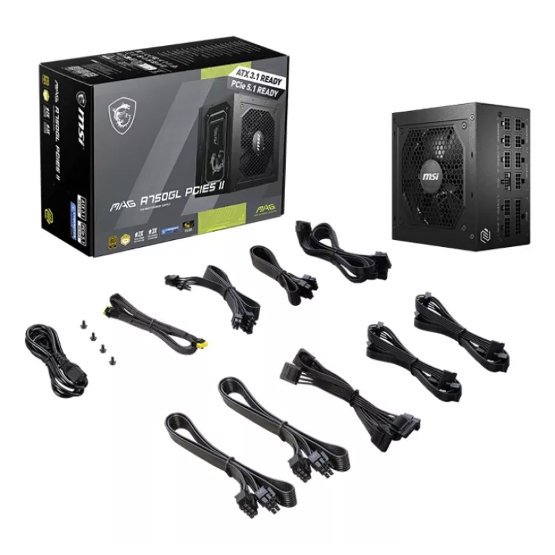 MSI MAG A750GL PCIE5 II toiteplokk 750 W 20+4 pin ATX ATX Must
