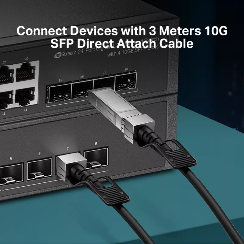 TP-Link 3 meetrit 10G SFP+ otsesiiniühenduse kaabel, 3 m, DAC, SFP+, SFP+