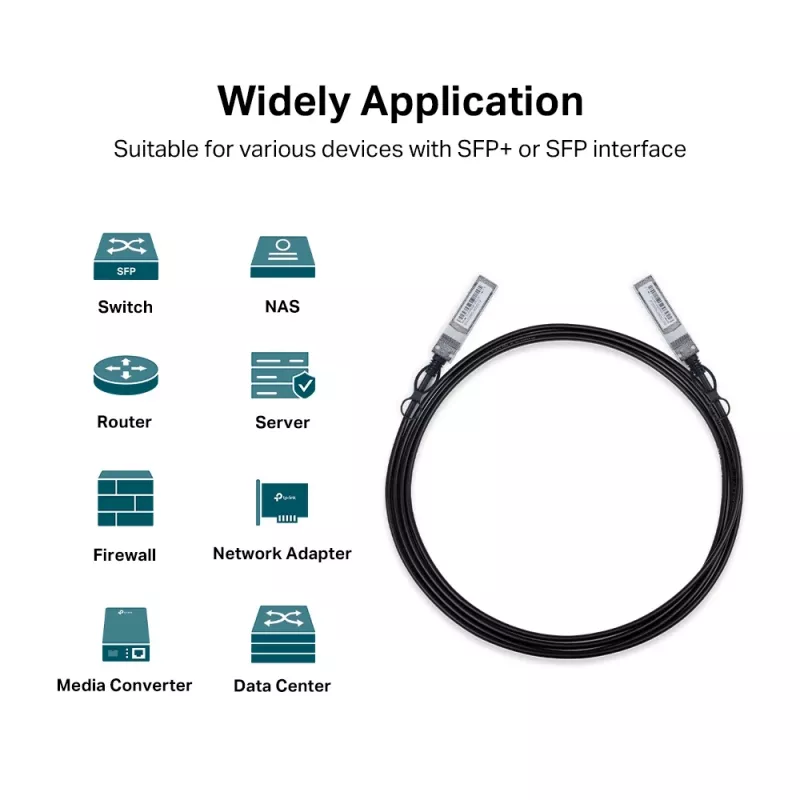 TP-Link 3 meetrit 10G SFP+ otsesiiniühenduse kaabel, 3 m, DAC, SFP+, SFP+