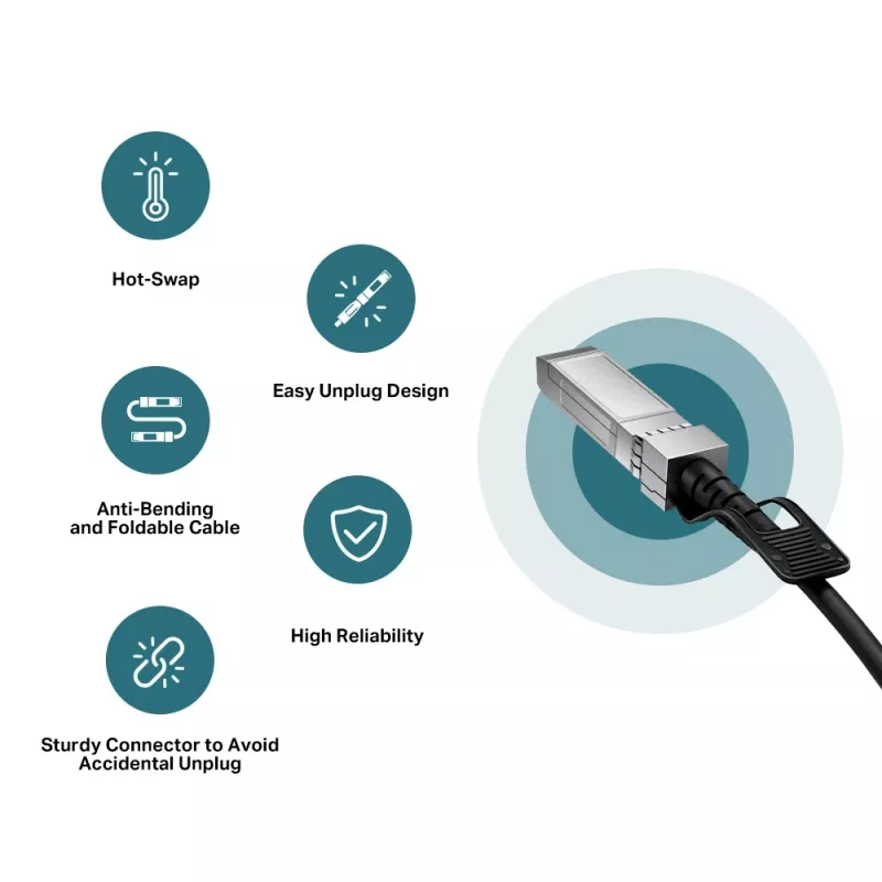 TP-Link 3 meetrit 10G SFP+ otsesiiniühenduse kaabel, 3 m, DAC, SFP+, SFP+