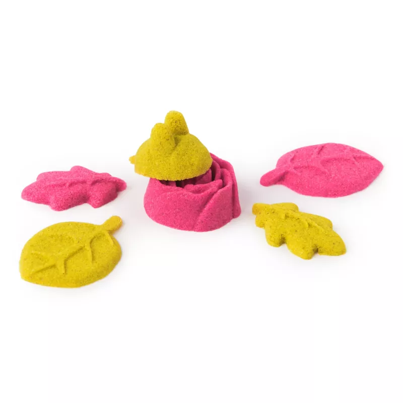 Kinetic Sand, SquishBlossom õitsev lill, lihavõttekorvi täitematerjal, sisaldab 8 untsi neoonkollast ja roosat vormitavat liiva, lillepotti ja vorme, sensoorsed mänguasjad lastele