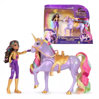 Moe-nukk Usorteret Unicorn Academy Sophia & Light Magic Wildstar vikerkaarevalgusefektidega, LR44 patareid, 241 mm