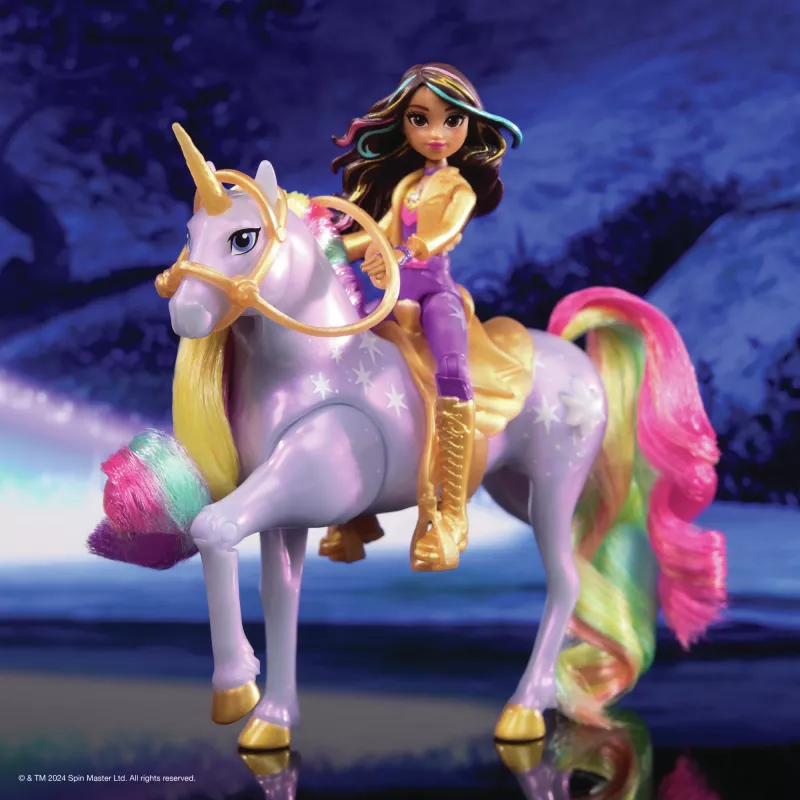Moe-nukk Usorteret Unicorn Academy Sophia & Light Magic Wildstar vikerkaarevalgusefektidega, LR44 patareid, 241 mm