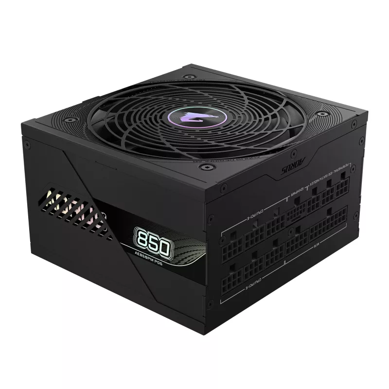 GIGABYTE AORUS ELITE P850W toiteplokk - PCIe 5.0, 80 PLUS Platinum, täismodulaarne disain, 120 mm ventilaator, ATX 3.0 ühilduv, EL-pistik