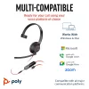 HP Poly Mustwire 5210 Monaural USB-C Peakomplekt +3,5 mm pistik +USB-C/A adapter