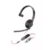 HP Poly Mustwire 5210 Monaural USB-C Peakomplekt +3,5 mm pistik +USB-C/A adapter