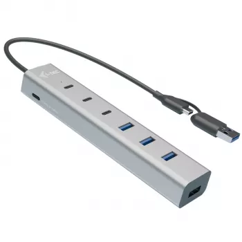i-tec USB-C/USB-A laadimise metallist jaotur 7 porti (3x USB-C, 4x USB-A)