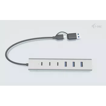 i-tec USB-C/USB-A laadimise metallist jaotur 7 porti (3x USB-C, 4x USB-A)