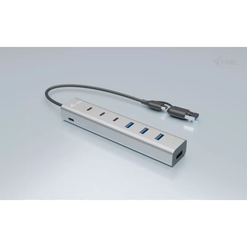 i-tec USB-C/USB-A laadimise metallist jaotur 7 porti (3x USB-C, 4x USB-A)