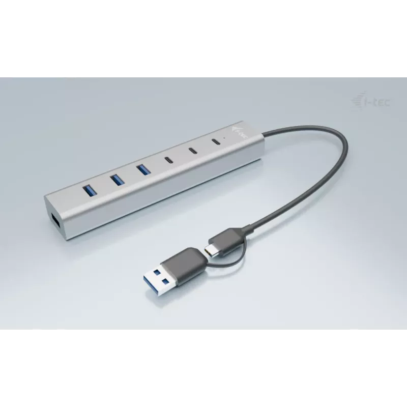 i-tec USB-C/USB-A laadimise metallist jaotur 7 porti (3x USB-C, 4x USB-A)