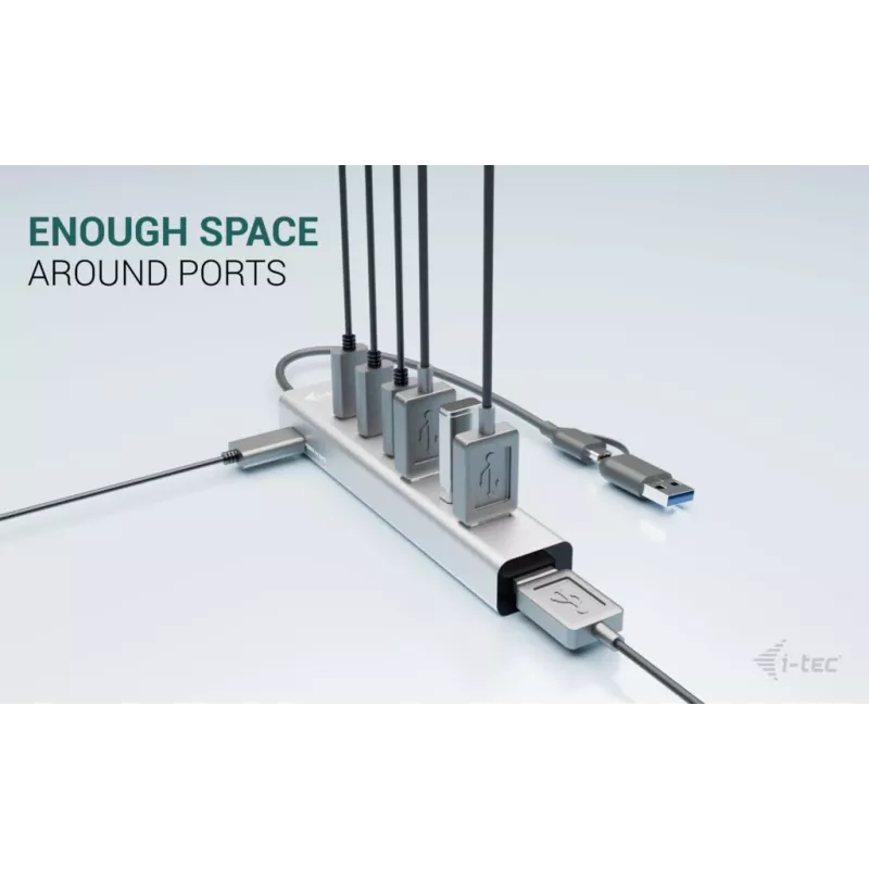 i-tec USB-C/USB-A laadimise metallist jaotur 7 porti (3x USB-C, 4x USB-A)