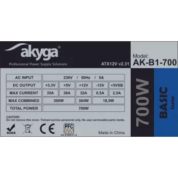 AKYGA toiteplokk - 700W 20+4 kontakti ATX