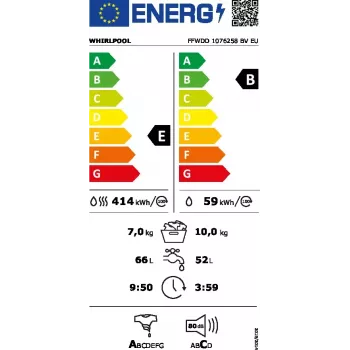Whirlpool FFWDD1076258B pesumasin-kuivati Eraldiseisev Eestlaetav Valge