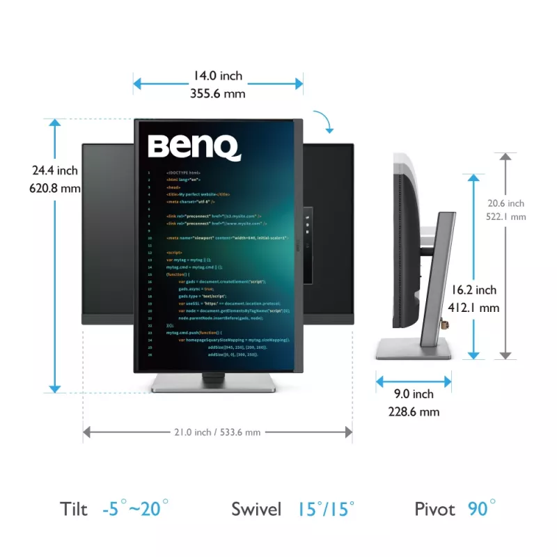 BenQ RD240Q arvutimonitor 61,2 cm (24,1 tolli) 2560 x 1600 pikslit WQXGA LCD must