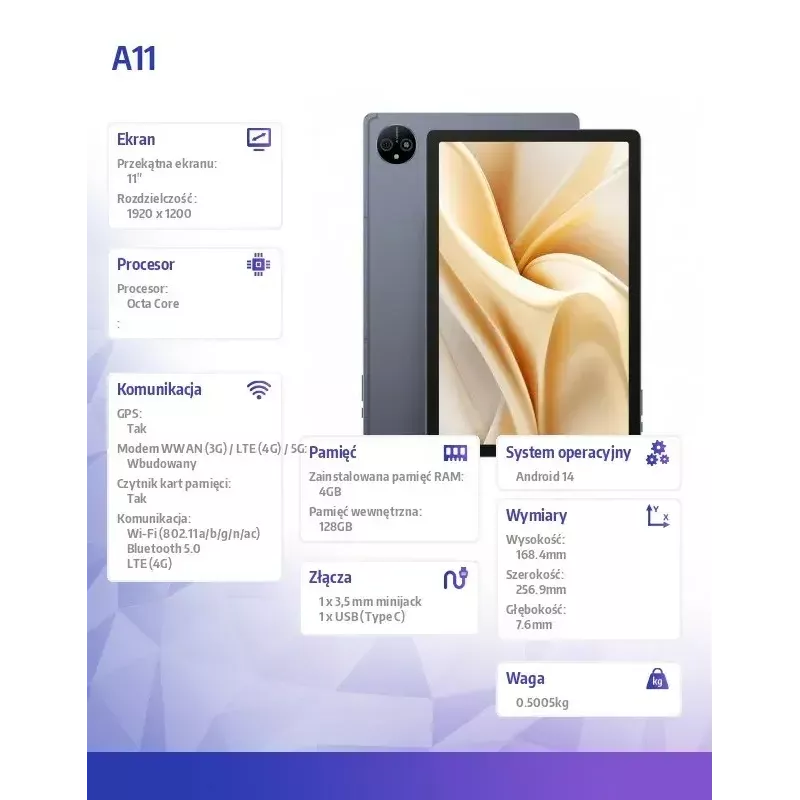 UleFone Tablet A11 4G 11 tolli neljatuumaline 4 GB muutmälu 256 GB salvestusruum Android
