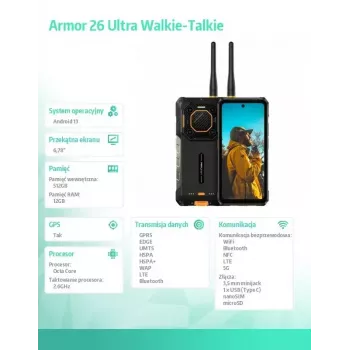 Nutitelefon UleFone Armor 26 Ultra 6,1-tolline 12 GB muutmälu 512 GB salvestusruum must