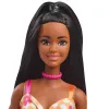 Barbie Fashionistas nukk nr 233 ruudulises lillelises midikleidis, mustade juustega