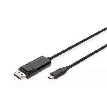DIGITUS USB USB-C DisplayPort-ile kahesuunaline, max eraldusvõime 8K 30 Hz, pikkus 2 m, must