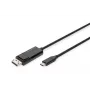 DIGITUS USB USB-C DisplayPort-ile kahesuunaline, max eraldusvõime 8K 30 Hz, pikkus 2 m, must