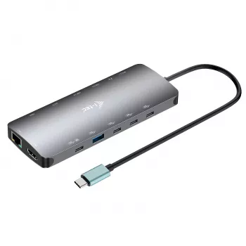 i-tec Metal USB-C Nano 3x Display Dock, 2x HDMI 1x USB-C video with Power Delivery 140W + Universal Charger 140 W