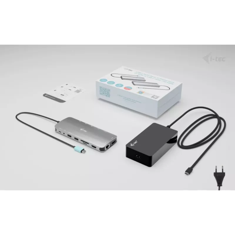 i-tec Metal USB-C Nano 3x Display Dock, 2x HDMI 1x USB-C video with Power Delivery 140W + Universal Charger 140 W