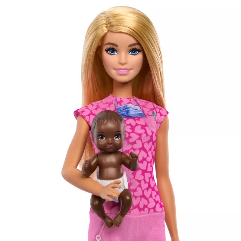 Barbie beebiarsti nukk blondi moenukuga, 1 beebinukk, mööbel ja tarvikud