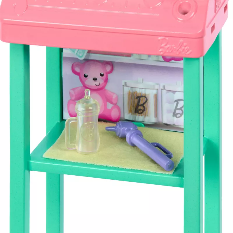 Barbie beebiarsti nukk blondi moenukuga, 1 beebinukk, mööbel ja tarvikud