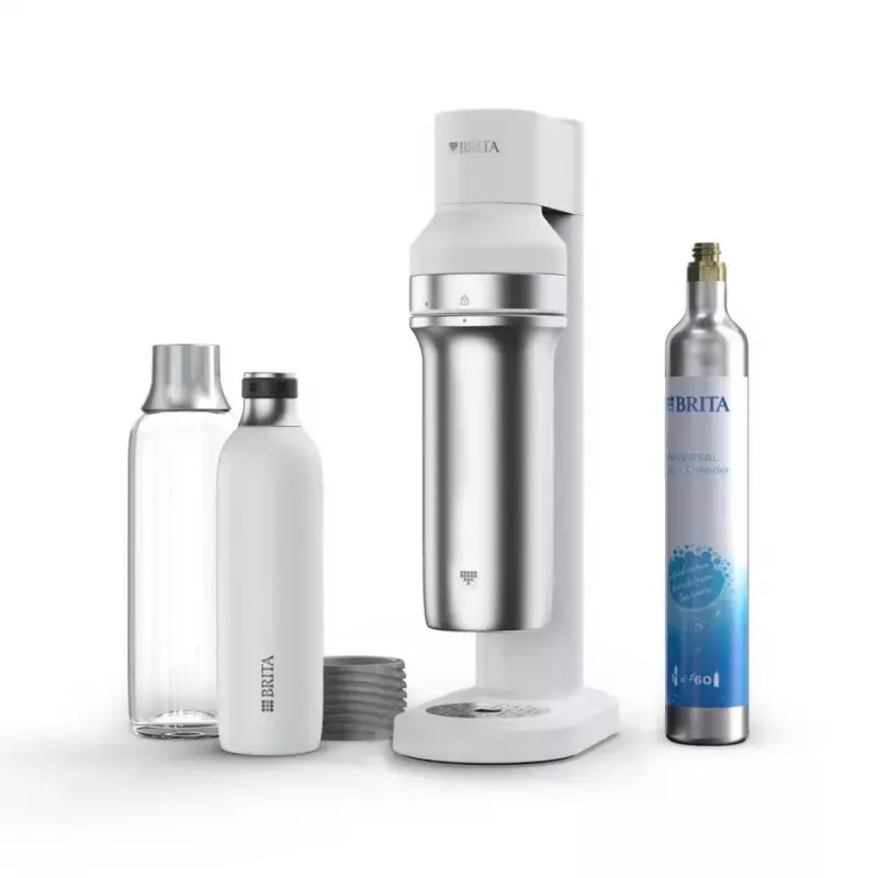 Soda maker BRITA Carbonator 1046730 Valge — kompaktne lauapealne gaseerija 2 pudeliga (231×126×443 mm)