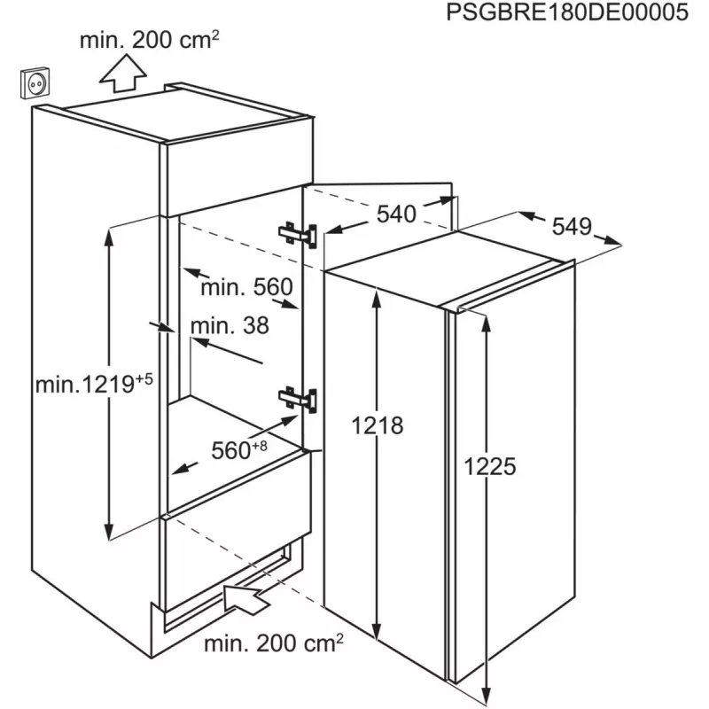 Sisseehitatud kombikülmik Electrolux LFB3AE12S, 188 L kogumaht (174 L külmik / 14 L sügavkülm), pööratavad uksed, LED, 35 dB