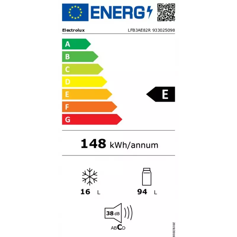 Sisseehitatud kombikülmik Electrolux LFB3AE82R — 93 L kogumaht, 16 L ülemine sügavkülmik, puutejuhtimine, ümberpööratavad uksed, valge