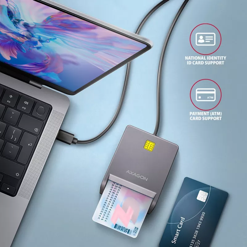 Kaardilugeja Axagon CRE-SM3TC USB 2.0 USB-C Hall SmartMedia