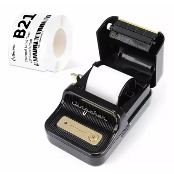NIIMBOT B21S must – kompaktne Bluetooth rullprinter, 50 mm prindilaius, 60 mm/s, Li-Ion 1200 mAh