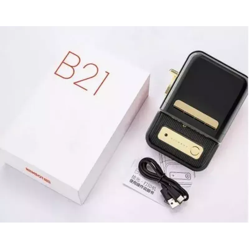 NIIMBOT B21S must – kompaktne Bluetooth rullprinter, 50 mm prindilaius, 60 mm/s, Li-Ion 1200 mAh