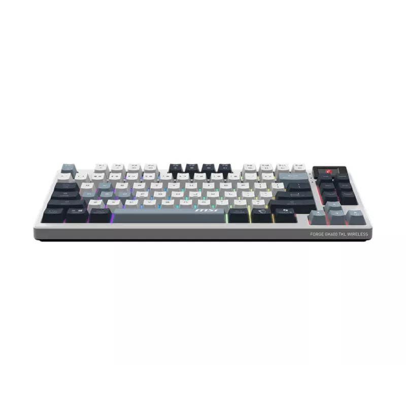 Mehaaniline numbriplokita mänguklaviatuur MSI FORGE GK600 TKL Wireless USB + Bluetooth QWERTY UK English RGB sinine/valge