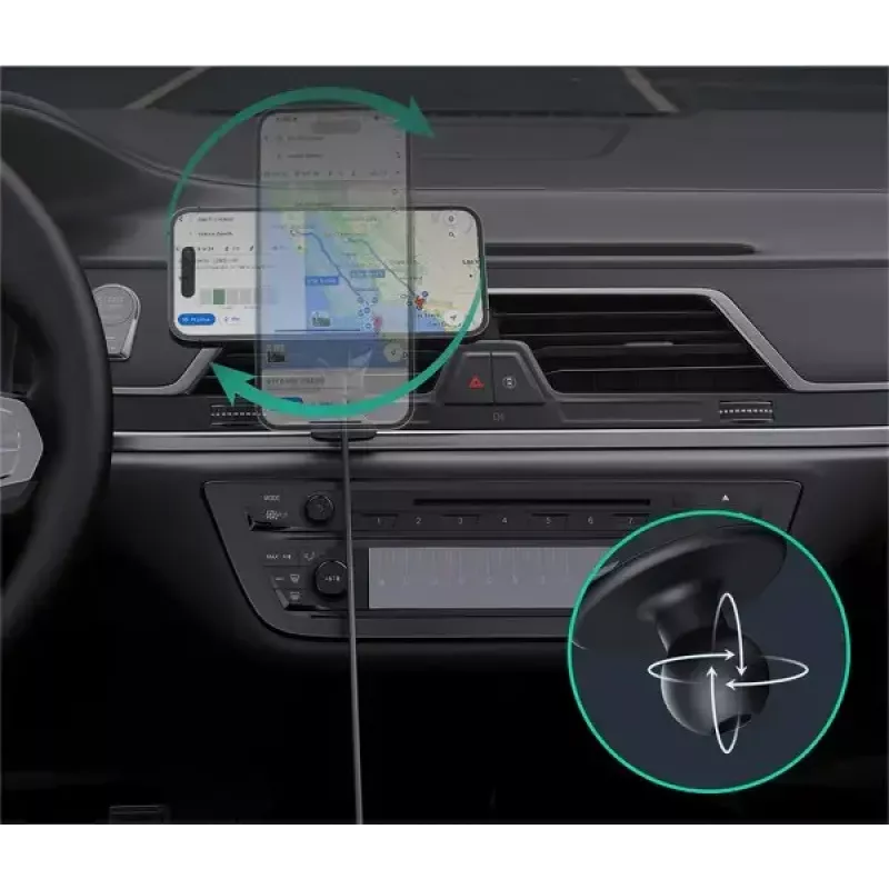 Aukey Wireless Charging Mount HD-MC13A MagSafe-ühilduv õhutusava kinnitus iPhone'ile, 15W juhtmevaba laadimine