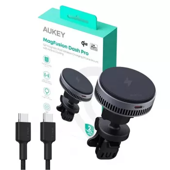 Aukey Wireless Charging Mount HD-MC13A MagSafe-ühilduv õhutusava kinnitus iPhone'ile, 15W juhtmevaba laadimine