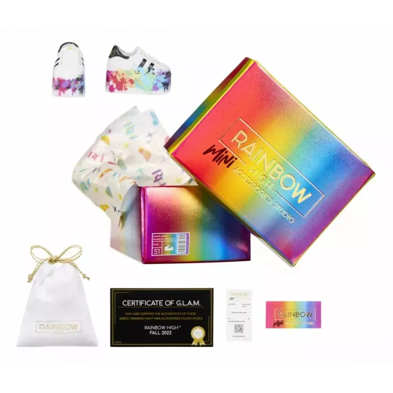 Display pack Mga Accessories Rainbow High Shoes, 27 tk — erinevad nukukingade aksessuaarid