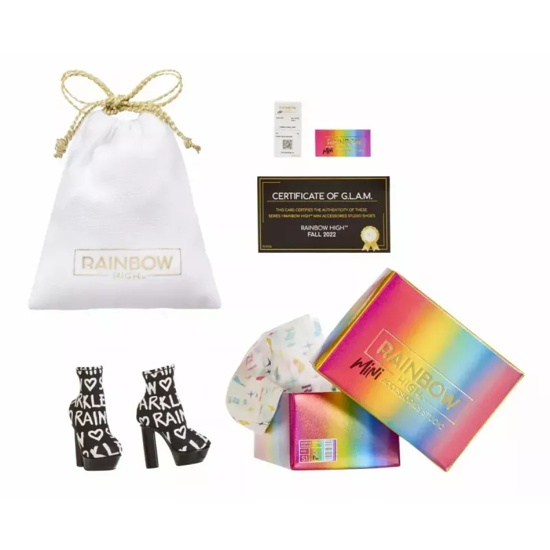 Display pack Mga Accessories Rainbow High Shoes, 27 tk — erinevad nukukingade aksessuaarid
